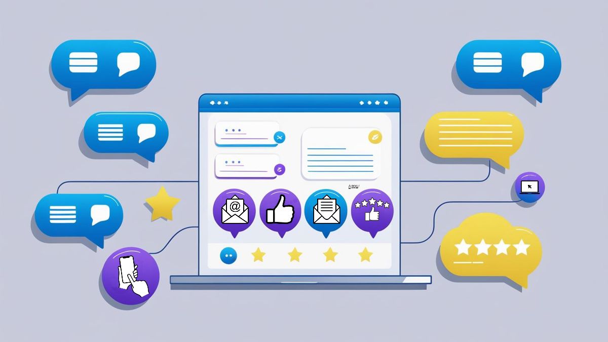 omnichannel inbox dashboard showing multiple channels texts, emails, social DMs and reviews